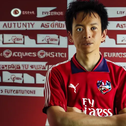 Prompt: Luffy signing for Arsenal, official, high detail, 4k, serious, studio lighting, epic, professional