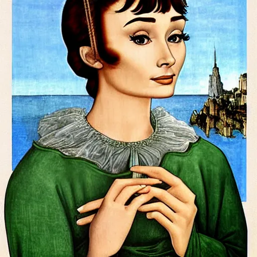 Prompt: audrey hepburn art by botticelli