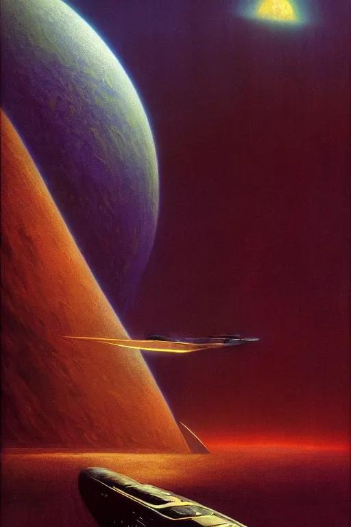 Image similar to emissary space by author haas and bruce pennington and john schoenherr, cinematic matte painting, zaha hadid building, 8 k, dark color palate