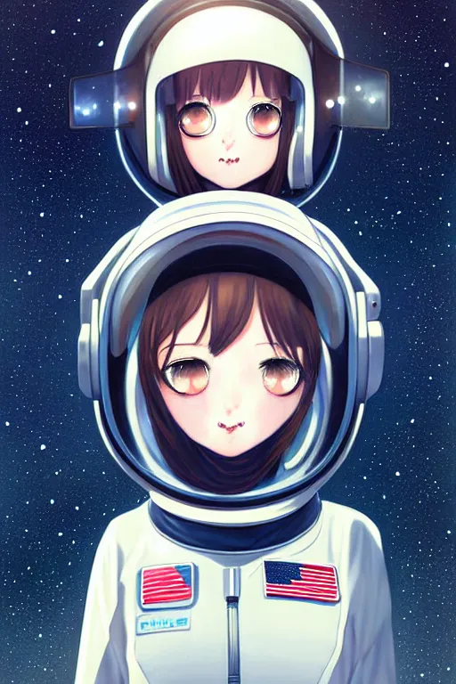 Prompt: portrait of a girl with astronaut helmets by range murata, cloudy sky the milky way background lush landscape ln illustration concept art anime key visual trending range murata