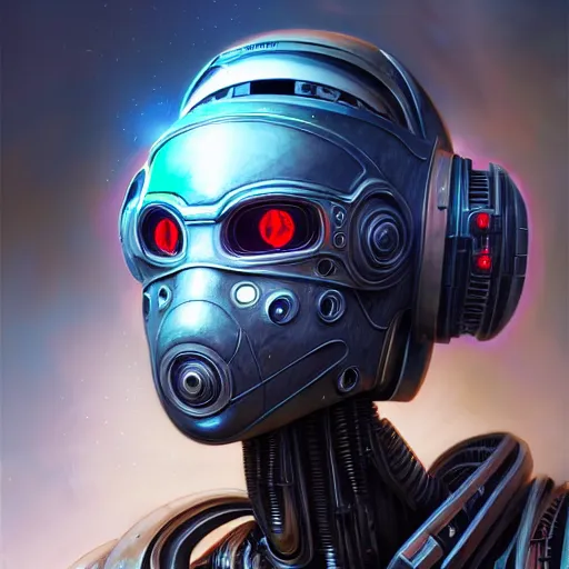 Image similar to low angle shot of a cyberpunk gazmask robot character made of fractal, intricate, elegant, highly detailed, centered, digital painting, artstation, concept art, smooth, sharp focus, illustration, artgerm, Tomasz Alen Kopera, Peter Mohrbacher, donato giancola, Joseph Christian Leyendecker, WLOP, Boris Vallejo