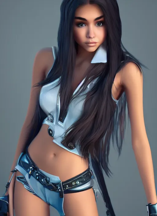 Image similar to Madison Beer as a video game character, digital art, unreal engine, unreal engine render, blender render, render, 4k, coherent