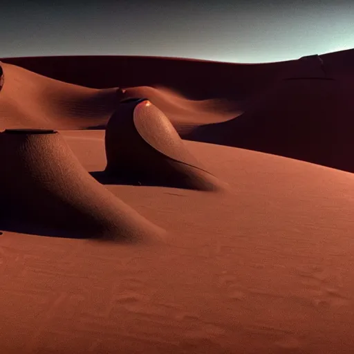 Prompt: colour aesthetic highly detailed photography scene from dune ( 2 0 2 1 ) by denis villeneuve and gregory crewdson style with hyperrealistic highly detailed faces. many details by andrei tarkovsky and caravaggio in sci - fi style. volumetric natural light hyperrealism rendered in blender and octane render