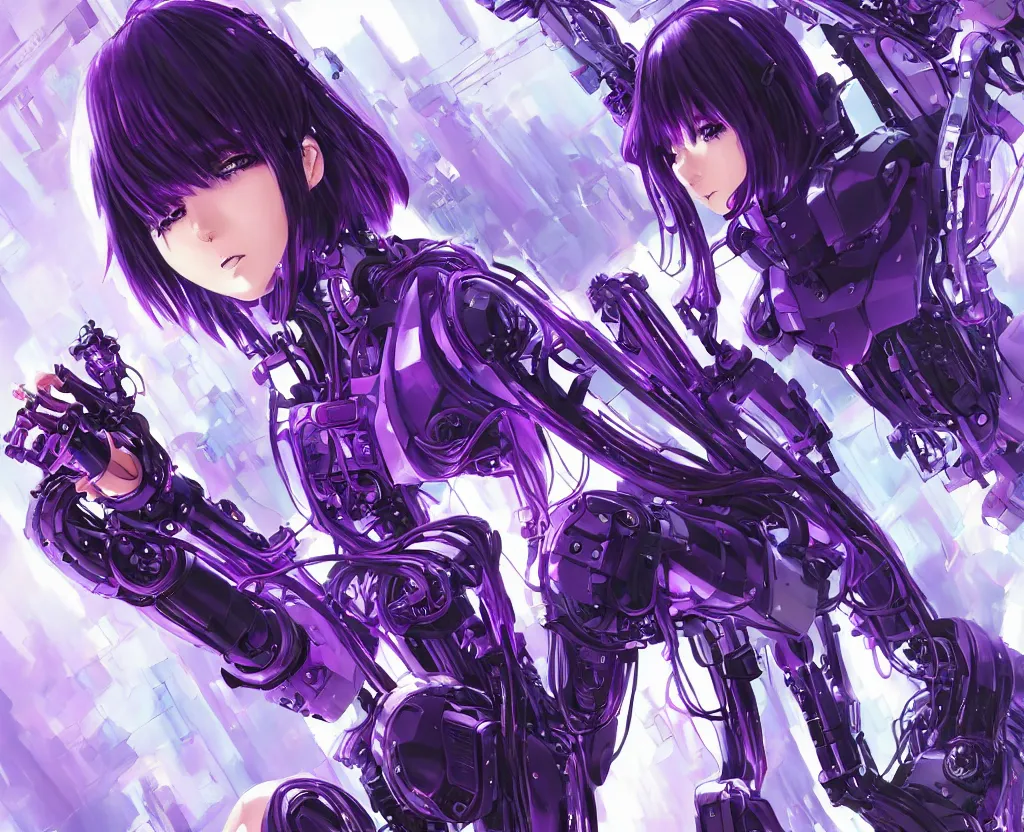 A beautiful painting of a cyberpunk anime girl with, Stable Diffusion