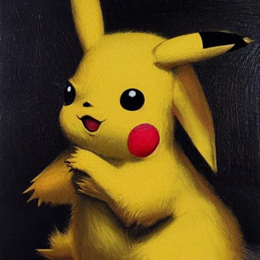 Image similar to portrait of Pikachu in the style of Caravaggio, detailed oil painting