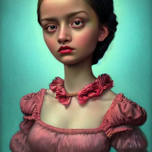 Image similar to a portrait of an beautiful young women, bright colors highly detailed, ultra realistic digital painting, rococo, artstation, concept art, pop, smooth, sharp focus, illustration, art by mark ryden 3 d 8 k ultra detailed