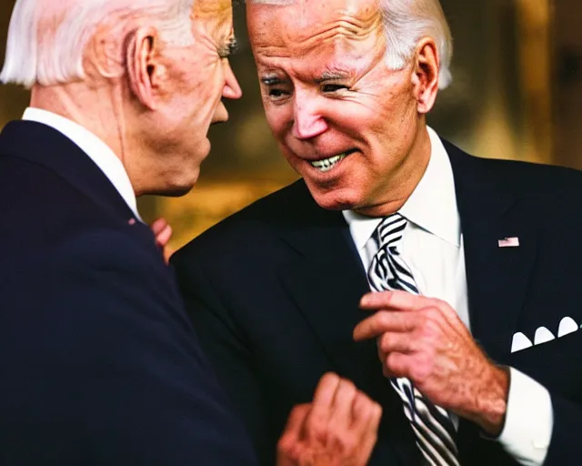 Image similar to president joe biden face to face with president joe biden, nikon 3 5 mm, photograph