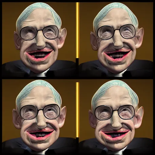 Image similar to Stephen Hawking mixed with Squidward Tentacles, bikini bottom, photography, studio lighting, 8k,