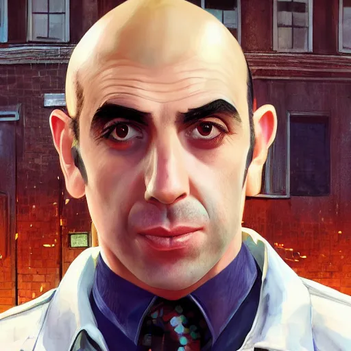 Prompt: sacha baron cohen as little girl in gta v | | cool - male - face, manly face, fine details by stanley artgerm lau, wlop, rossdraws, james jean, andrei riabovitchev, marc simonetti, and sakimichan, trending on artstation