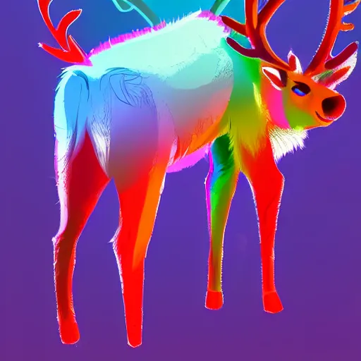 Image similar to Reindeer made out of shadows, rainbow, fursona, furry, back, male furry anthro,