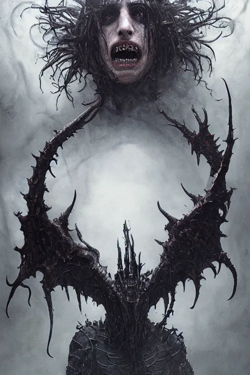 Image similar to portrait of timothee chalamet by hr giger, greg rutkowski, luis royo and wayne barlowe as a diablo, resident evil, dark souls, bloodborne monster