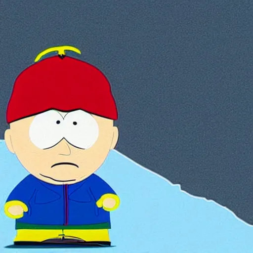 Image similar to Eminem in a scene from South Park as Eric Cartman