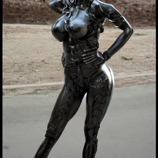 Prompt: beautiful female Mexican cyborg with ultra realistic body sculpted by Richard Serra in Urano