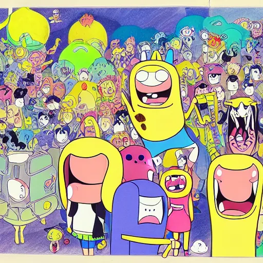 Image similar to Extremely detailed manga drawing of the cartoon Adventure Time