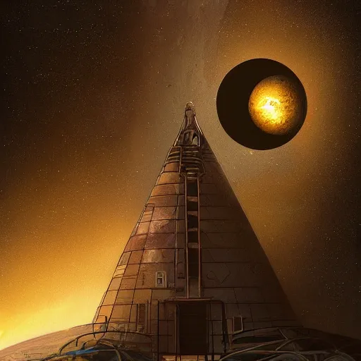 Image similar to elevator to the moon, space, HDR Earth, moon, scifi, dreamscape, dramatic lighting, fantasy art illustration, trending on artstation, Aetherpunk