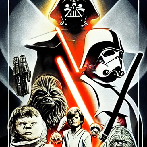 Prompt: Star Wars A New Hope poster in the style of H.R. Giger