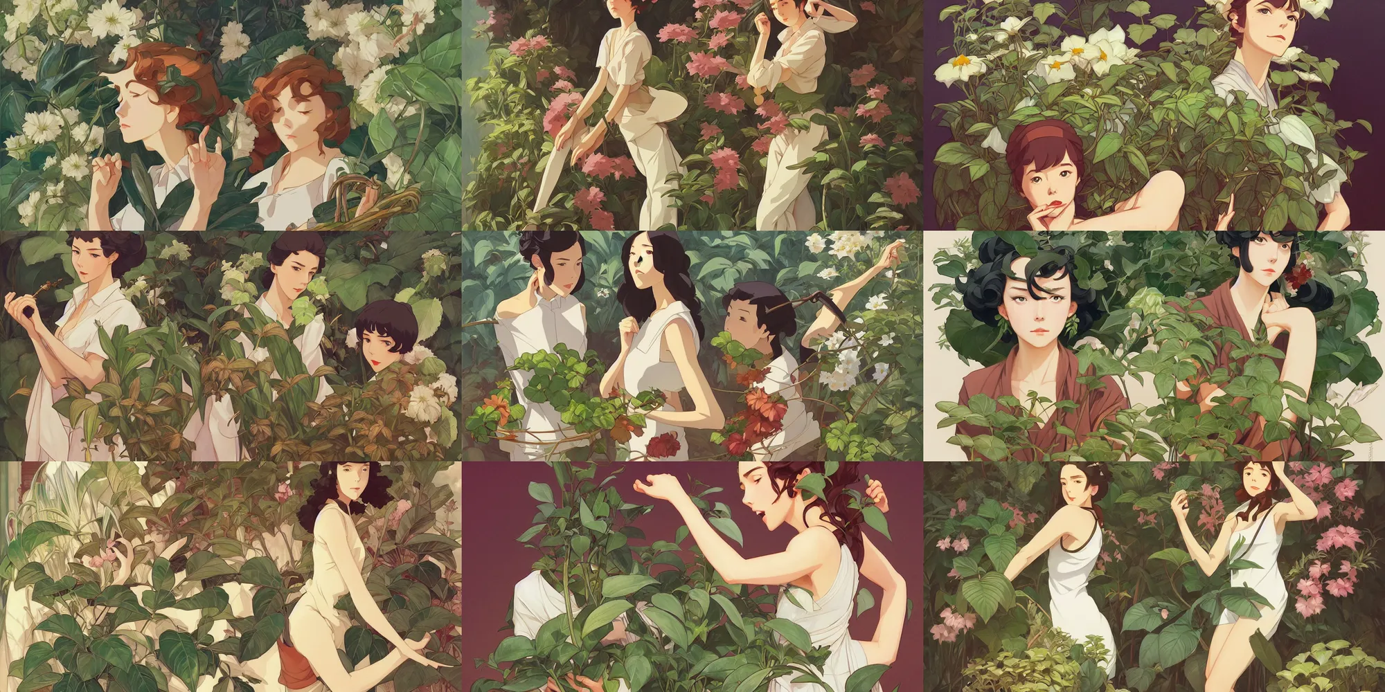 Prompt: plants, in the style of studio ghibli, j. c. leyendecker, greg rutkowski, artgerm