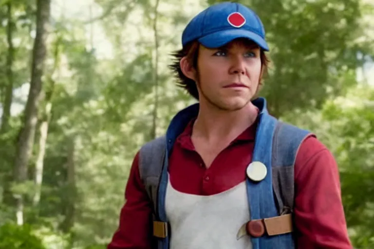 Prompt: live action film still of ( christ pratt ) as ash ketchum in the new sci - fi movie