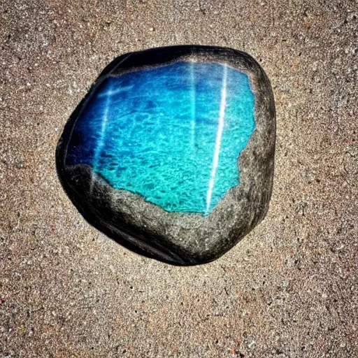 Prompt: a beautiful rock on the beach