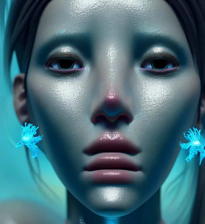 Image similar to goddess close-up portrait. bioluminiscent creatures, intricate artwork by Tooth Wu and wlop and beeple. octane render, trending on artstation, greg rutkowski very coherent symmetrical artwork. cinematic, hyper realism, high detail, octane render, 8k