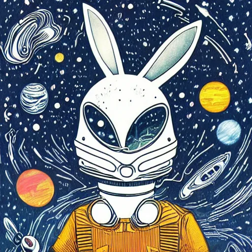 Image similar to A lost sci-fi rabbit, space rabbit, interstellar black hole, by James Jean And WLOPPRO