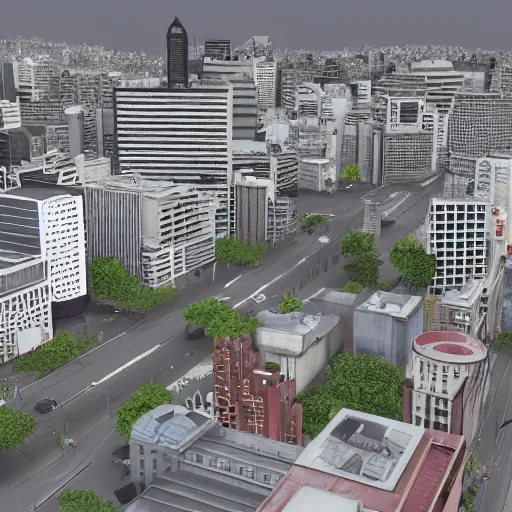 Prompt: a 3D render of buildings of Buenos Aires, highly detailed, in a video game style, 4K image