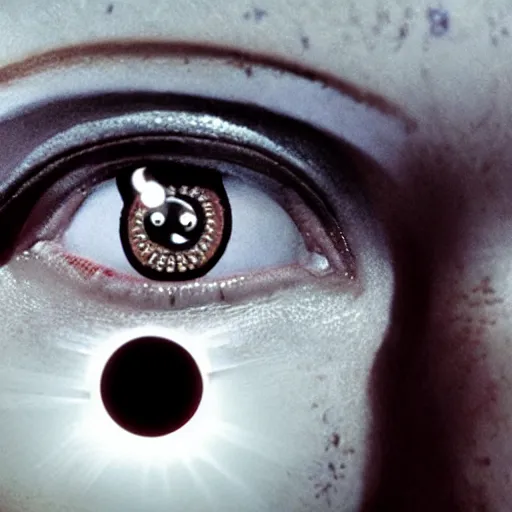 Image similar to movie still of cyborg with glowing third eye, cinematic composition, cinematic light, criterion collection, by alejandro jodorowsky