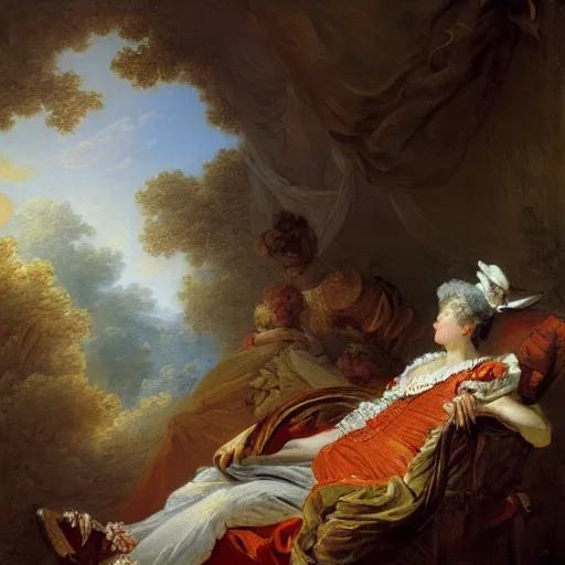 Image similar to fragonard painting in the style of where's waldo