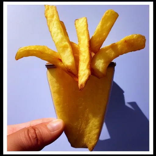 Image similar to [ a french fry chip ] shaped like stephen fry as a pixar character hybrid intercross mix