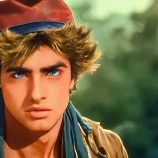 Image similar to a film still of young Joseph Joestar from Battle Tendency in Raiders of the Lost Ark(1981)