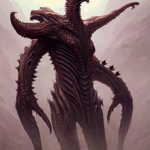 Image similar to professional ominous concept art of a quadrupedal predatory alien by artgerm and greg rutkowski ( thin white border ). an intricate, elegant, highly detailed digital painting, concept art, smooth, sharp focus, illustration, in the style of simon stalenhag wayne barlowe, igor kieryluk.