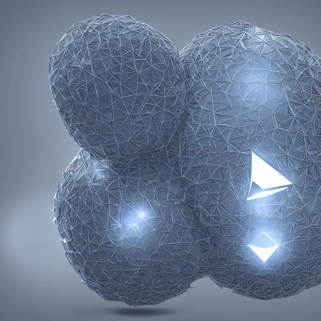 Image similar to a picture of an ethereum ball, ethereum!!!! logo, 3 d render by adam szentpetery, reddit contest winner, computer art, rendered in cinema 4 d maya vfxfriday