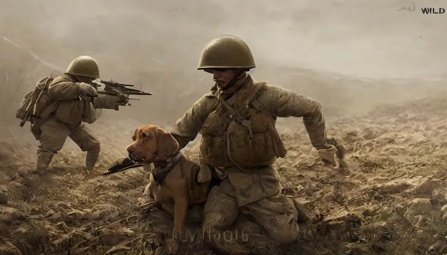 Prompt: Real pictures of a labrador soldier during World War 1, hyperdetailed, artstation, cgsociety, 8k