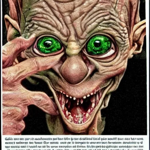 Prompt: Gollum is smoking crack, anti-drug ads, 1990\'s