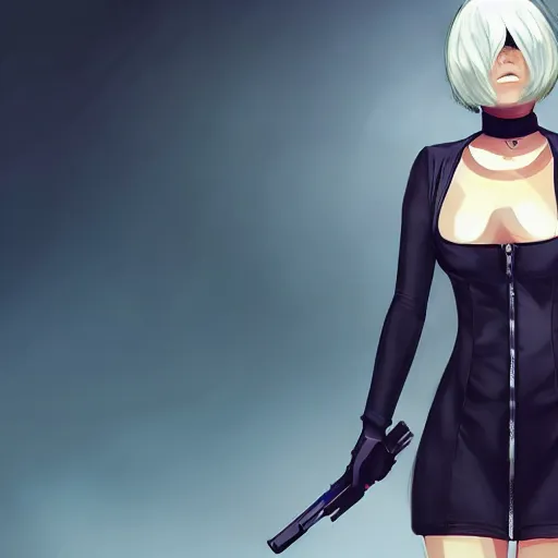 Prompt: 2B Nier Automata, GTA5 artwork