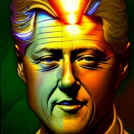 Image similar to bill clinton made of vegetables!!!, radiant light, caustics, heroic, bright iridescent light, by gaston bussiere, bayard wu, greg rutkowski