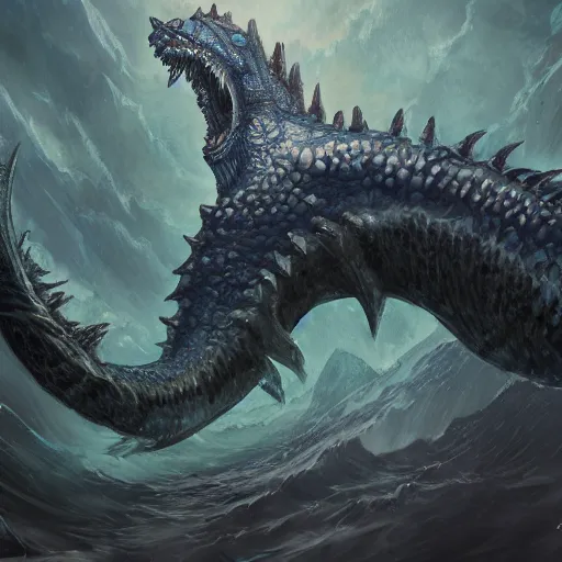 Image similar to full body leviathan monster, trending on artstation, ultra fine detailed, hyper detailed, hd, concept art, digital painting