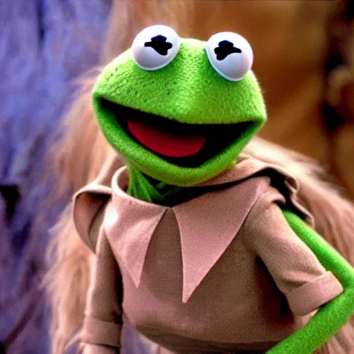 Image similar to still of kermit the frog in the dark crystal