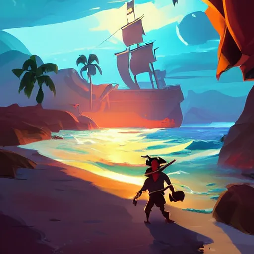 Image similar to painting treasure on sea of thieves game smooth median photoshop filter cutout vector, behance hd by jesper ejsing, by rhads, makoto shinkai and lois van baarle, ilya kuvshinov, rossdraws global illumination