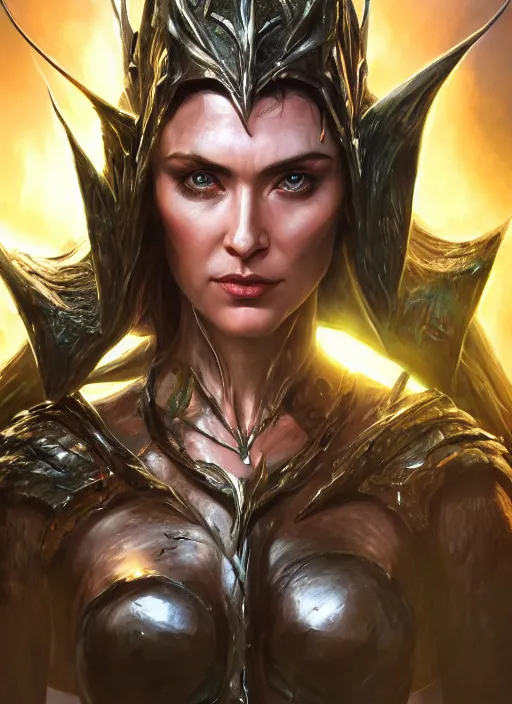 Image similar to hela goddess, ultra detailed fantasy, elden ring, realistic, dnd character portrait, full body, dnd, rpg, lotr game design fanart by concept art, behance hd, artstation, deviantart, global illumination radiating a glowing aura global illumination ray tracing hdr render in unreal engine 5