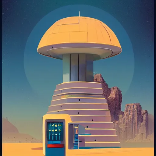 Image similar to An Illustration of a futuristic ATM of Solana cryptocurrency, by James Gilleard and Bruce Pennington, highly detailed,