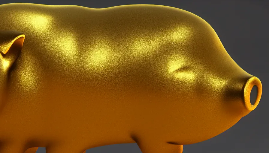 Image similar to Gold shiny pig, volumetric light, hyperdetailed, artstation, cgsociety, 8k