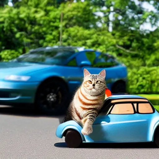 Prompt: a car driven by a cat