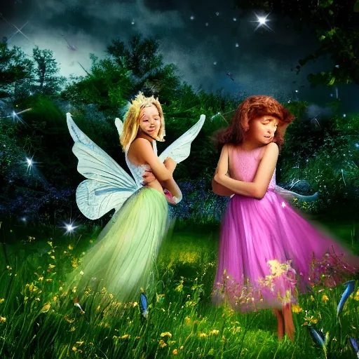 Image similar to photo of fairies in a heavenly meadow