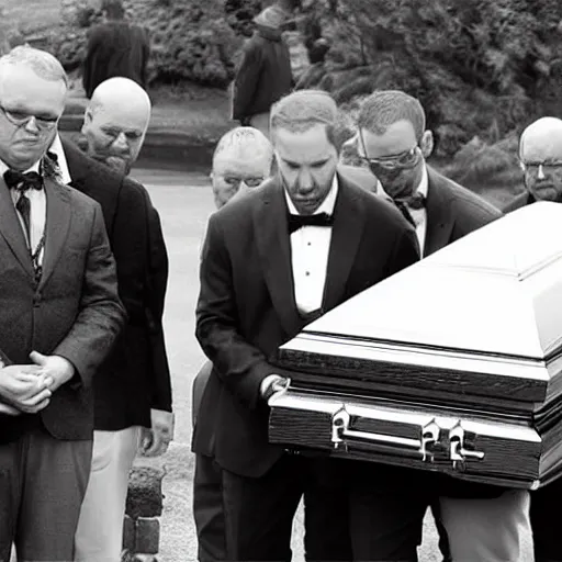 Prompt: finnegan needed to open the casket, but couldn't find a suitable key - everyone at the wake was getting impatient.