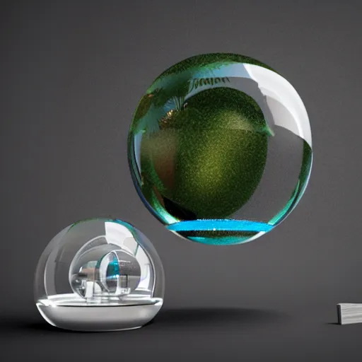 Prompt: crystal sphere with mini modern house inside it, octane render hyperdetailed,