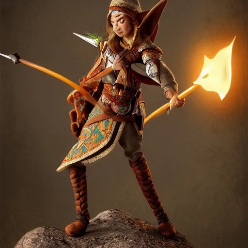 Image similar to beautiful fine art photo of a elf fire archer, photorealistic, centered, highly detailed and intricate, sun lighting, 8k