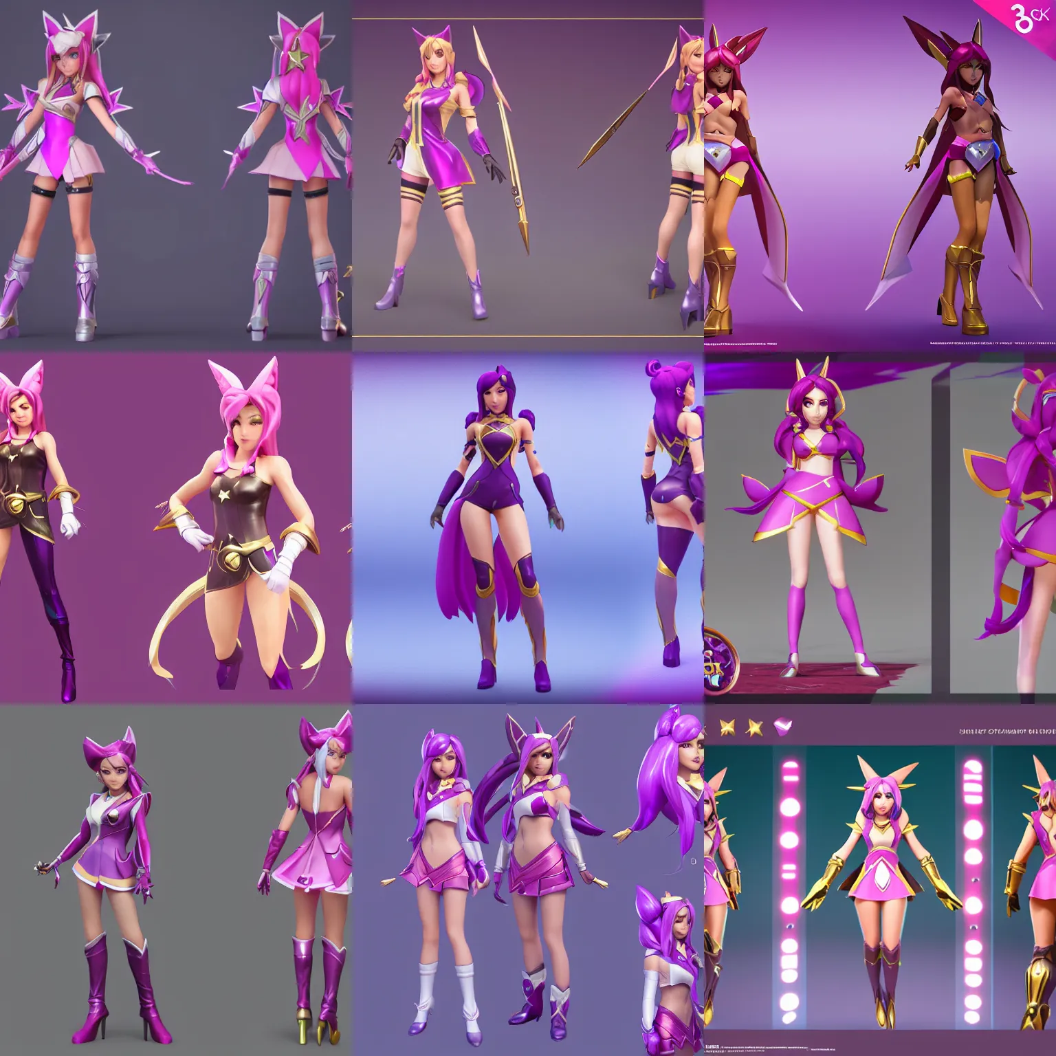 Prompt: character sheet of Caitlyn from League of Legends as a star guardian, 3d render, 8k resolution, octane render