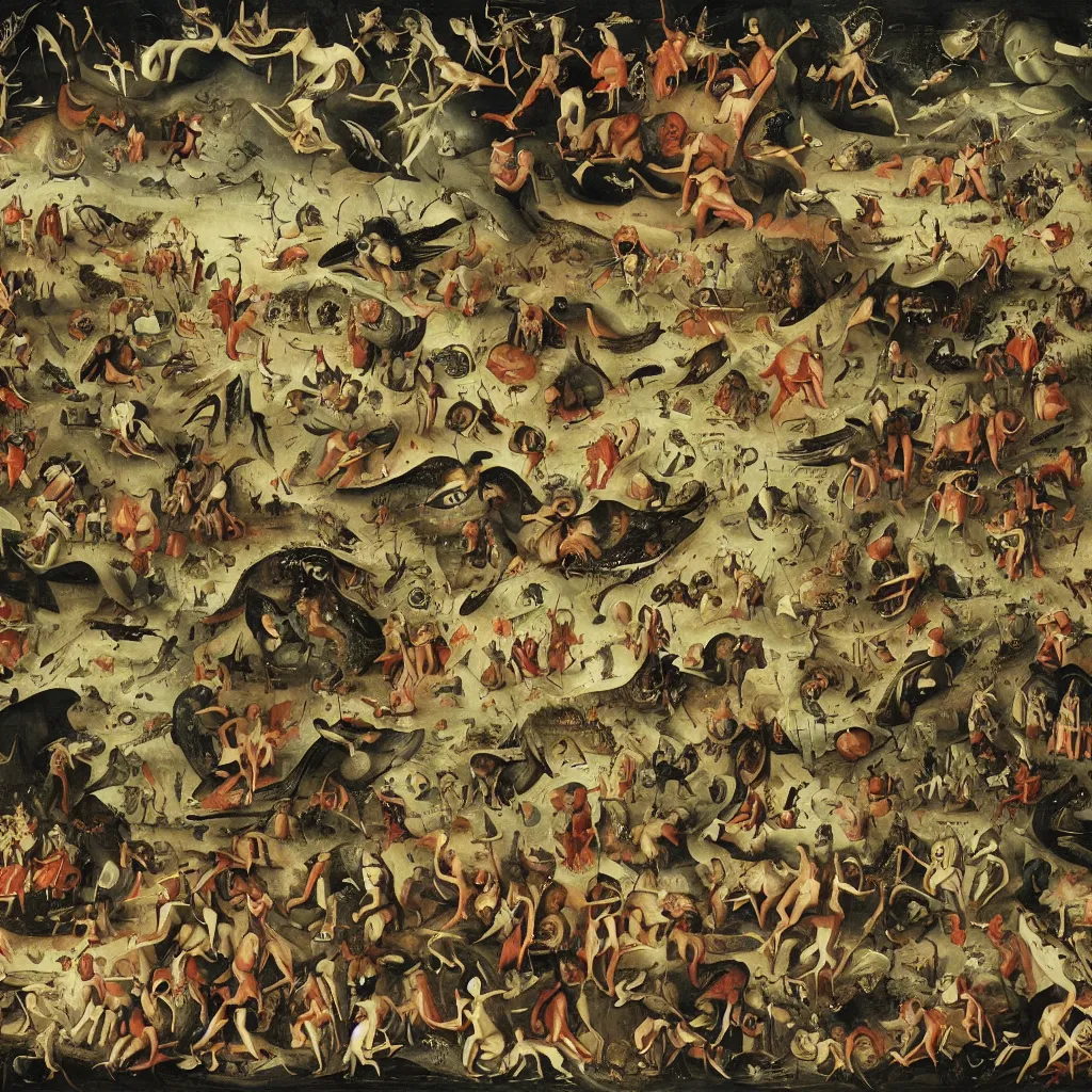 Image similar to war in heaven by heirnonymus Bosch