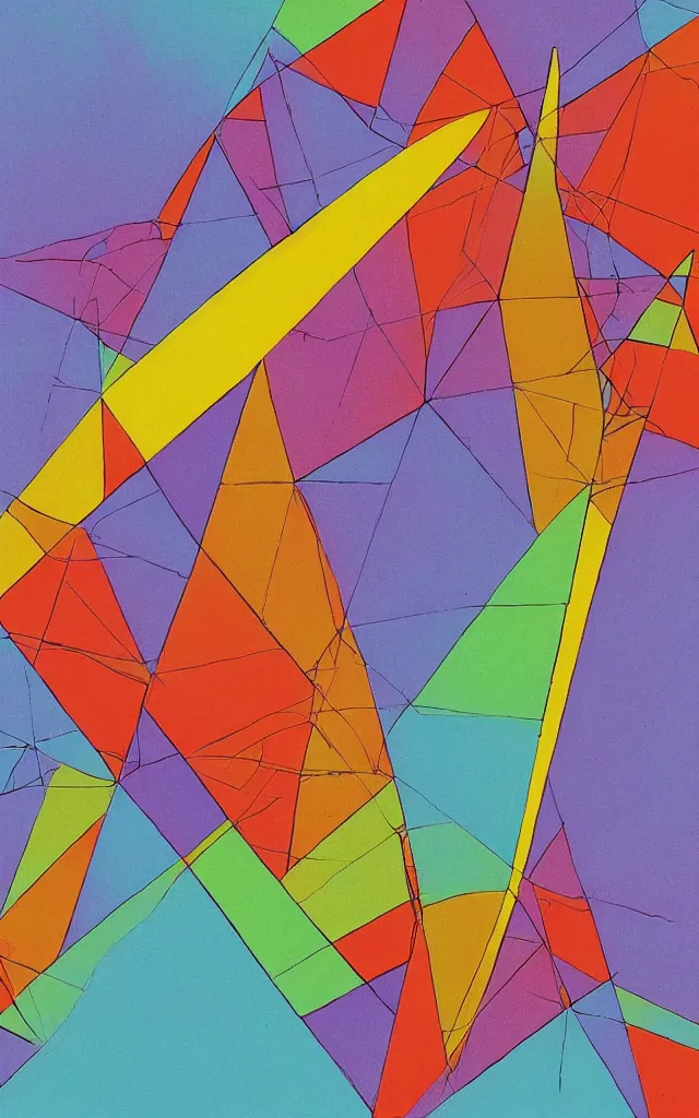 Prompt: triangles. retro art by jean giraud. gradient